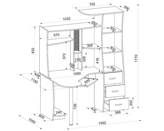 Стол комп Интел 9 (Бодега темный /Бодега светлый)